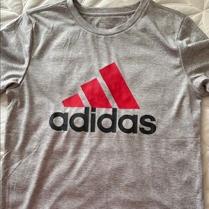 Adidas Kids Heather Gray Tee with Red Logo